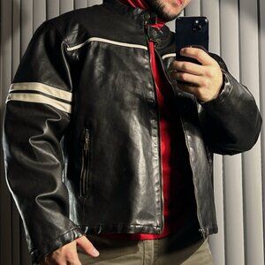 Y2K Arizona Jean Co Jacket Brown Faux Leather Moto Racer XL